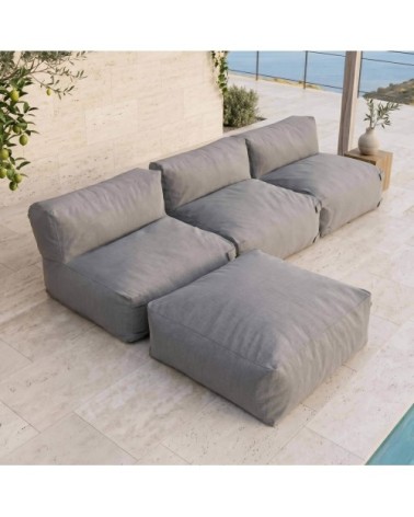 Canapé de jardin modulable 4 places gris