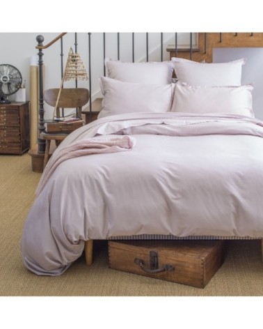 Housse de couette en satin de coton rose 240x220
