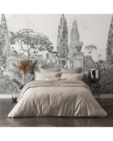 Housse de couette en satin de coton taupe 260x240