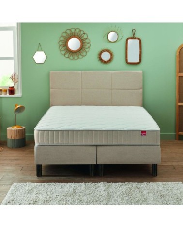 Ensemble boxspring 3 en 1 chenille lin 2x80x200