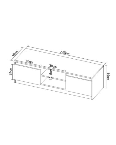 Meuble TV chêne et blanc 120 x 36 x 40 cm