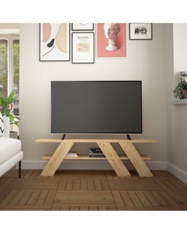 Meuble TV design L. 140 x H. 40 cm marron