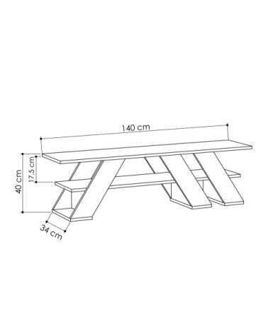 Meuble TV design L. 140 x H. 40 cm marron