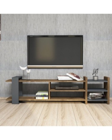 Meuble TV design L. 156 x H. 40 cm gris anthracite