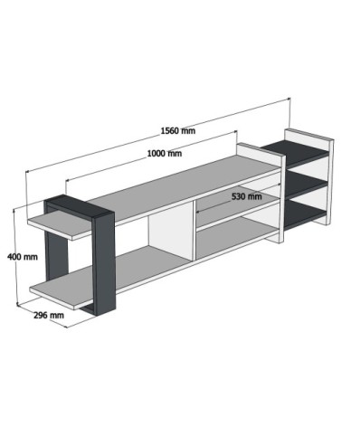 Meuble TV design L. 156 x H. 40 cm gris anthracite