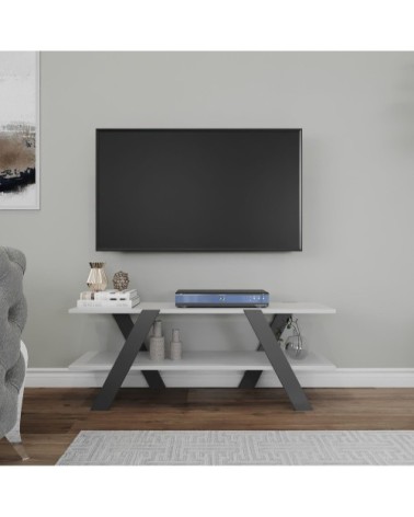 Meuble TV blanc et gris