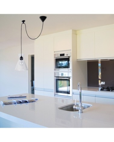 Suspension métal noir et transparent