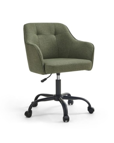 Chaise de bureau ergonomique tissu coton-lin vert