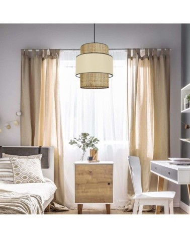 Suspension tissu paille crème