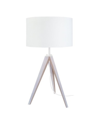 Lampe de chevet bois blanc d'ivoire