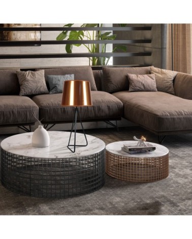 Lampe de chevet métal noir et cuivre