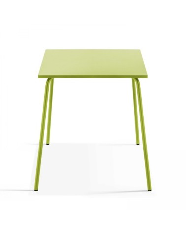 Table carrée bistro acier vert