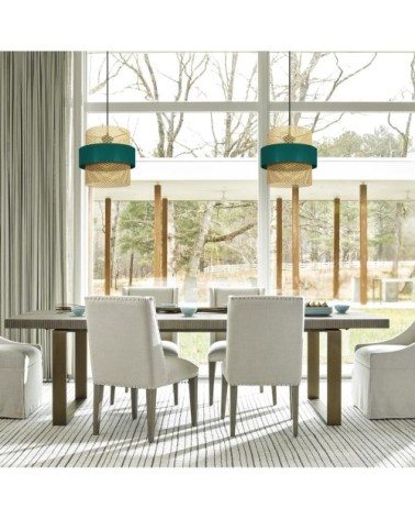 Suspension métal vert et doré