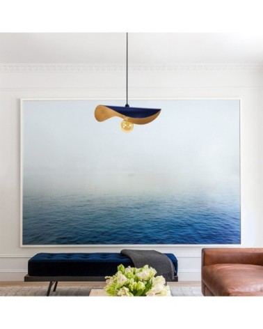 Suspension métal bleu et or