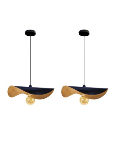 Suspension métal bleu et or