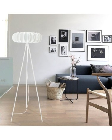 Lampadaire métal blanc d'ivoire