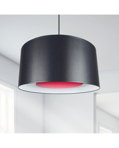 Suspension tissu noir et rouge