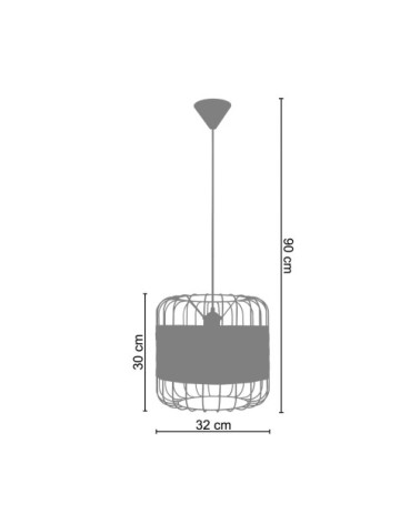 Suspension acier blanc etbois naturel