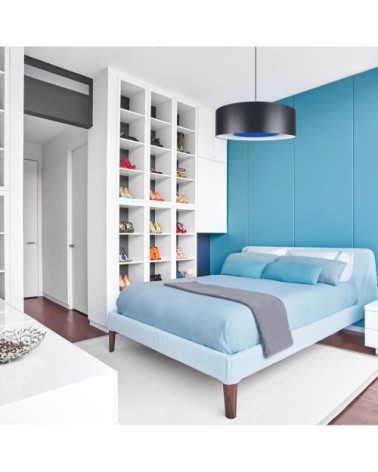 Suspension tissu noir et bleu