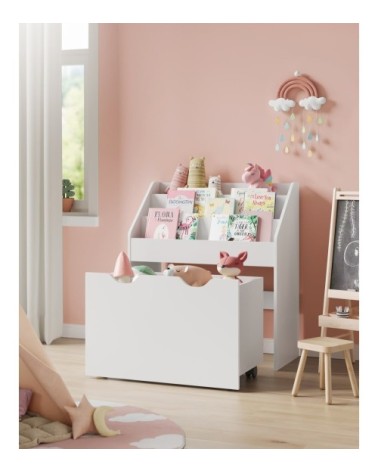 Étagère pour jouets 3 compartiments bibliothèque pour enfants blanc