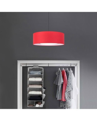 Suspension tissu rouge et transparent