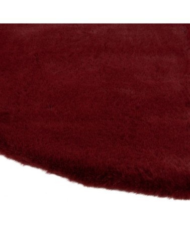 Tapis rond effet fourrure rouge, D90