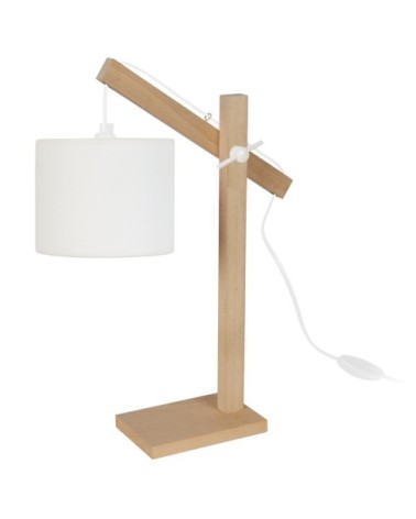 Lampe de bureau bois naturel et écru