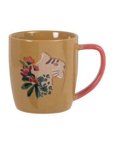 Mug en grès jaune et orange dessin tigre