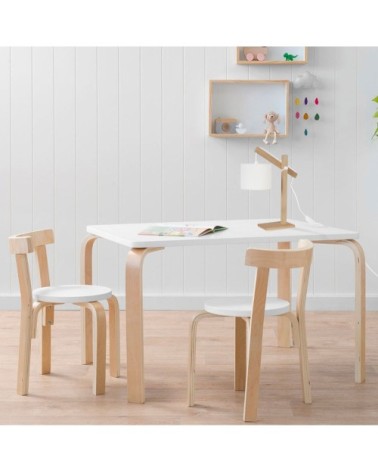 Lampe de bureau bois naturel et écru