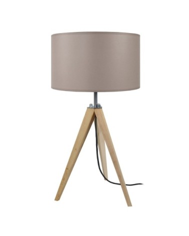 Lampe de chevet bois naturel et taupe