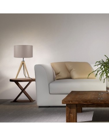 Lampe de chevet bois naturel et taupe