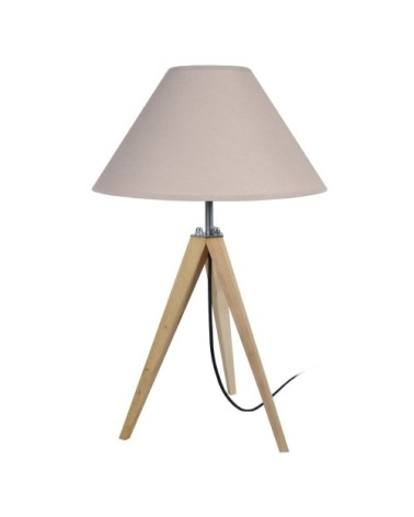 Lampe de chevet bois naturel et taupe
