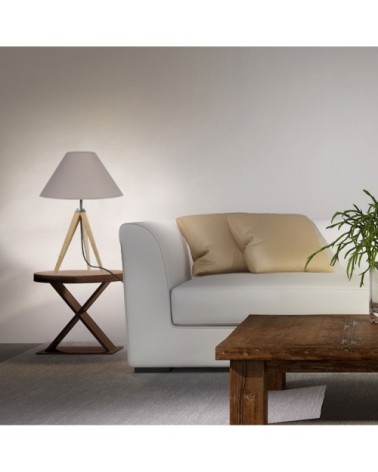 Lampe de chevet bois naturel et taupe