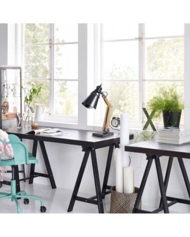 Lampe de bureau bois naturel  et anthracite