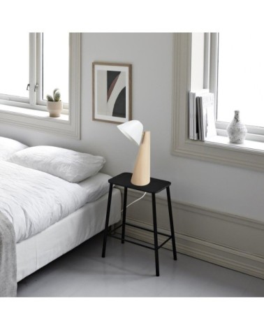 Lampe de bureau bois naturel et blanc
