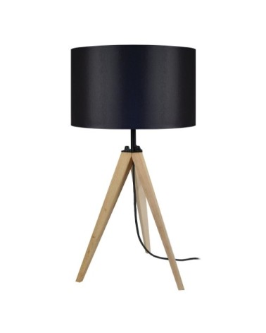Lampe de chevet bois naturel et noir