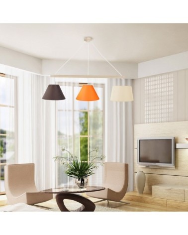 Suspension bois naturel et multicolore