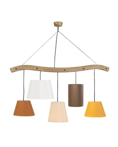 Suspension bois bois rustic et crème