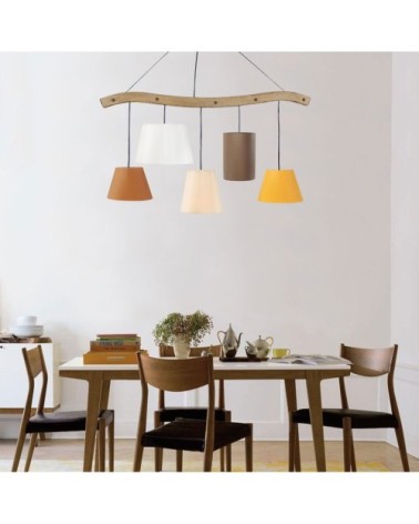 Suspension bois bois rustic et crème