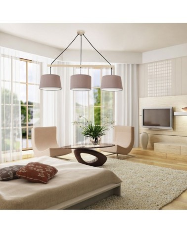 Suspension bois naturel et taupe