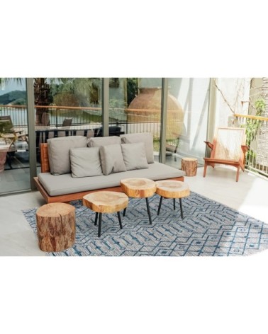 Tapis intérieur/extérieur gris à motif bleu 160x230