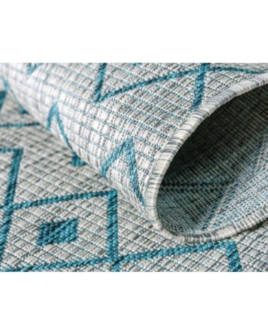 Tapis intérieur/extérieur gris à motif bleu 160x230