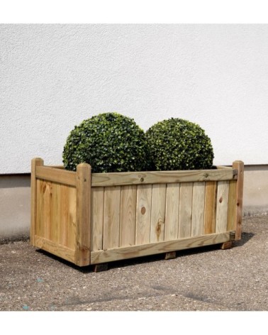 Bac à fleurs rectangle en bois de pin L92cm