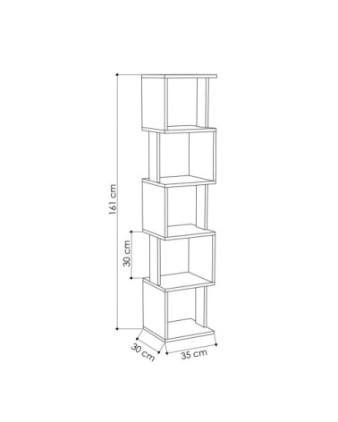 Bibliothèque 161 cm blanc et gris anthracite