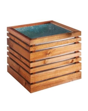 Bac à fleurs en bois teinté marron L-60cm