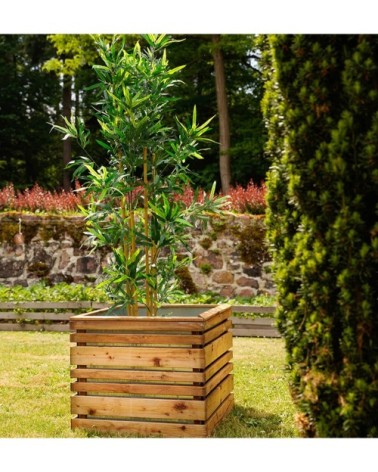 Bac à fleurs en bois teinté marron L-60cm