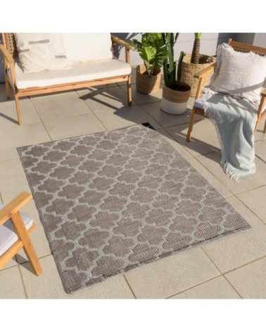 Tapis extérieur gris clair au motif treillis 150x220