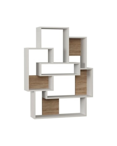 Etagère bibliothèque design effet bois L. 101 x H. 132 cm blanc