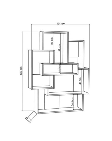 Etagère bibliothèque design effet bois L. 101 x H. 132 cm blanc