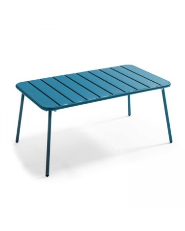 Table basse de jardin acier bleu pacific